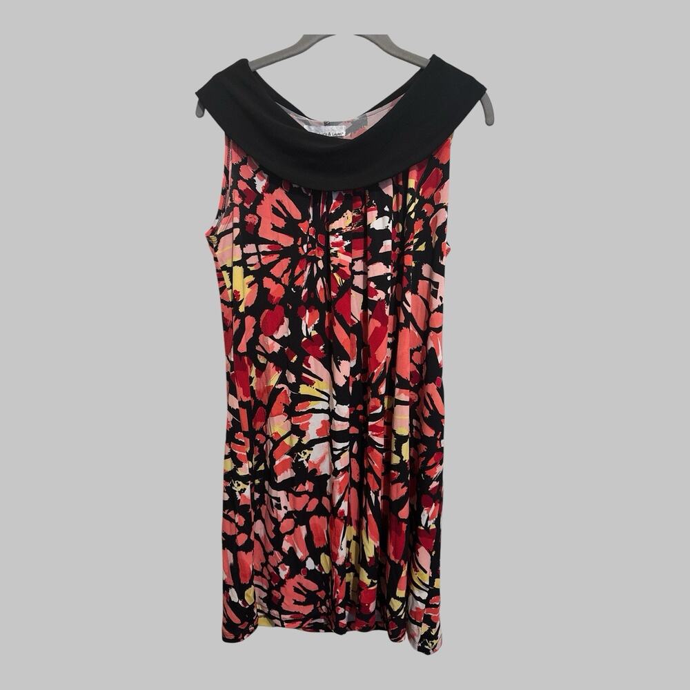 Lucy & Laurel Sleeveless Mini Dress Artsy Abstract Vibrant Retro Stretchy 14